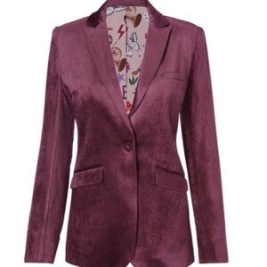 CAbi Vineyard Williams Jacket Blazer in Purple Velvet